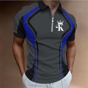 24Polos Casual Fashion Polo Shirt Rapel Zipper Crown K Decal Design Korte Mouw Top Zomer Dagelijks ademend T-shirt Heren S-3XL 230612