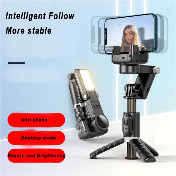 24q18 Mini trépied avec LED Fill Light and Shutter Remote pour Huawei Phone Mobile Monopods Bureau stabilisateur Gimbal Film Selfie Stick Trépied