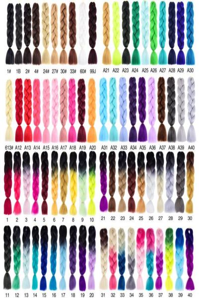 24quot Trenzas Jumbo Extensiones de cabello trenzado sintético Un solo color 100gPack Caja Trenza Cabello para uso diario Bulk3240586