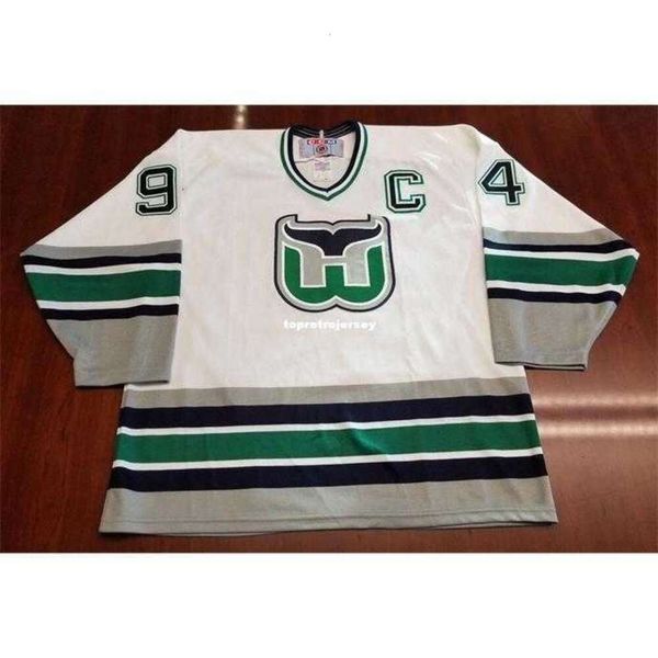 24S Custom Brendan Shanahan Venta al por mayor Tage Hartford Whalers CCM Barato Hockey Jersey Blanco Mens Retro Jerseys