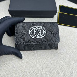24s Designer Portefeuille Caviar Porte-monnaie Fente pour carte de crédit Mini Noir Femmes Portefeuilles en cuir Portable Flip Pocket Purses Titulaire de la carte d'identité