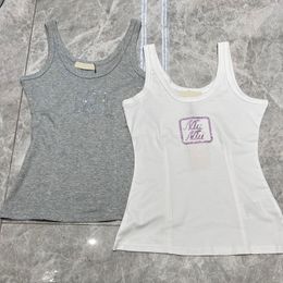 24S Designers Tanks Camis T-shirts Fashion Tees T-shirts Women Letter Shirt Nouveau Iron Drill Vest Grey White Sml Top Blouse My Top Spotify Strey Streetwear Tops Crops