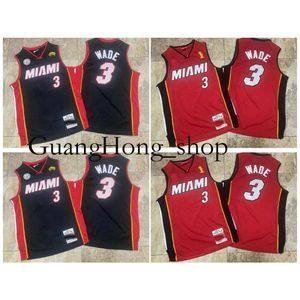 24S GH Dwyane Wade Heats Basketball Jersey Miamis Mitch y Ness Throwback Negro Blanco Tamaño S-XXL