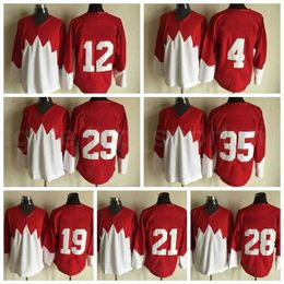 24S Men Ice Hockey 1972 Retor 21 Stan Mikita Jersey 28 Bobby Clarke 29 Ken Dryden 35 Tony Esposito Yvan Cournoyer cousu rouge blanc