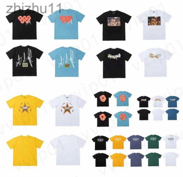 24s Verano para hombre para mujer Diseñador T Shirt Lujo Moda High Street Camisetas Lágrima Simplicidad Lavado Espuma Impresión Algodón Camiseta Suelta Cuello redondo Hip Hop Tee Q8AJ