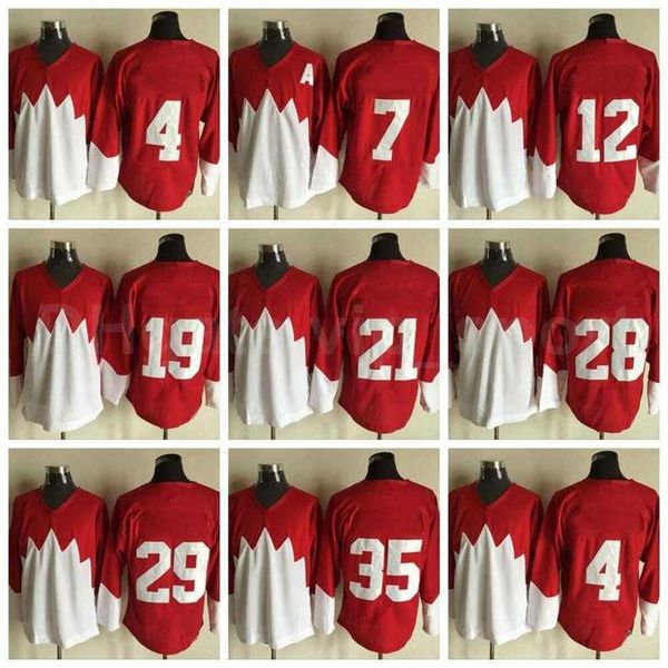 24S tage Hockey sobre hielo 7 PHIL ESPOSITO Jersey 1972 Equipo Retror 19 PAUL HENDERSON 28 BOBBY CLARKE 35 TONY ESPOSITO BOBBY ORR YVAN COURNOYER