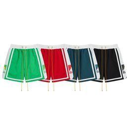 24S Trendy Rhude Sunset -thema Casual kleur bijpassende shorts voor mannen en vrouwen Amerikaanse High Street Beach -broek