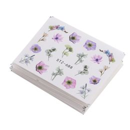 24sheets / 120 Images populaires aquarelle à fleurs florales Sticker Sticker Nail Sections Set Designs Gel Manucure Decor Water Slider