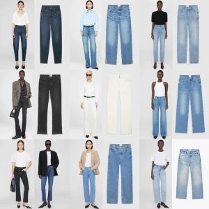 24ss AB Annie Bing Nieuwe Niche Designer Katoen Jeans Hoge taille Stretch Zwart Grijs Gewassen Rits Jeans Dames Veelzijdige strakke pasvorm Rechte broek met kleine pijpen