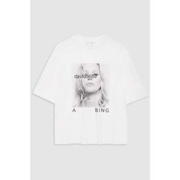 24SS AB Niche Designer T-shirt Anines Mode Slank Klassieke Stijl Voor- en achterkant Gedrukt Engelse Letter Tee Katoen Casual Veelzijdig Dames Ronde Hals T-shirt