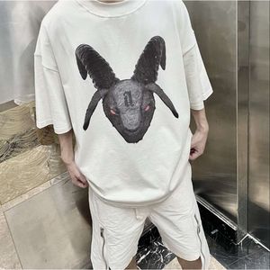 24ss Arnodefrance diable chèvre Niche américaine marque à la mode pur coton ample hommes t-shirt à manches courtes