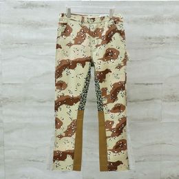 24SS Autumn Winter USA Camouflage Leopard Patchwork Patchwork Cargo évasé Pantalons Bell-Bottoms Men de manière décontractée Pantalon 0329