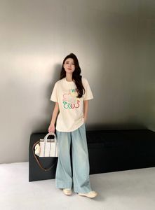 24ss marque luoewee nouveaux vêtements de créateur à manches courtes Tee respirant confortable OS version ample de T-shirts pour femmes