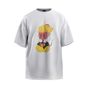 24ss dessin animé frites imprimer grande taille t-shirt hommes t-shirt printemps été femmes rue skateboard décontracté coton t-shirt 0313