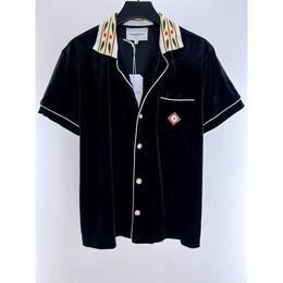 24SS Casablanc Designer Coton Polos Shirt New Brand Brand Lapel Collar Perle Button Men et femmes Même t-shirt lâche à manches courtes décontractées Casablancas