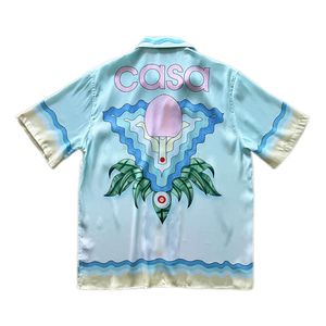 24ss Casablanca Casual overhemden voor heren Tafeltennisracket Zijden overhemd met korte mouwen en Hawaiiaanse droomkleur Kokosnoot Strandoverhemd casablanc