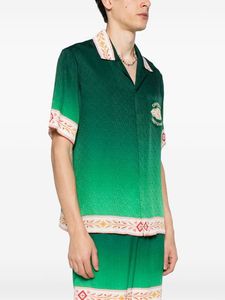 24ss Casablanca Sets Zijde-jacquard Unity Is Power Designeroverhemden Herenoverhemden met groene print Strandshorts