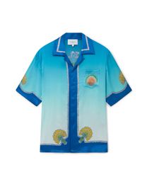 24SS Casablanca Shell Gedrukte Silk Shirts Men and Women Designer Shirts Birts Beach Tops Casablancas