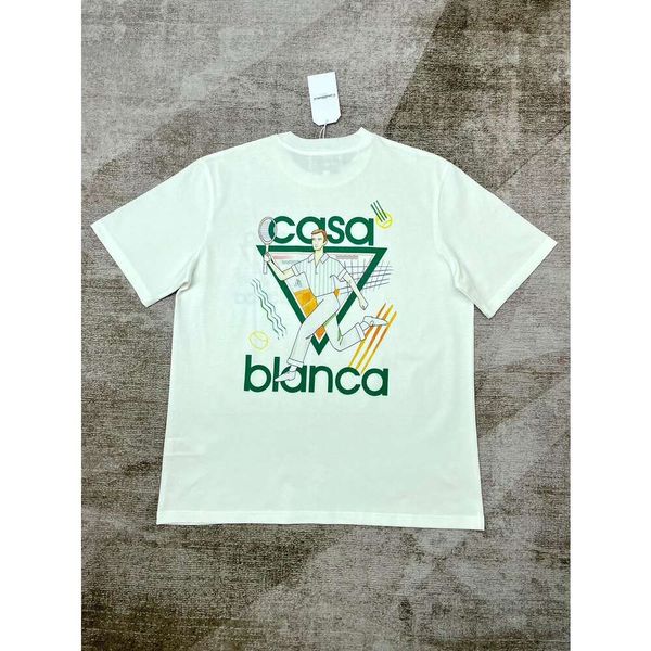 24SS Casablanca Tennis Coton Tees Top Qualité Triangle Motif Imprimé Col Rond T-shirts Casual Hommes et Femmes Designer T-shirt à manches courtes