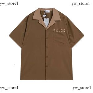 24ss Classic Rhude Shirt Summer Tissu épais couple Couple de mode de mode Brand Polos Shirts Tshirt Men Po For Mens New Style Polo de haute qualité US Size 1846