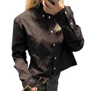 24SS Baumwolle Damen Designer-Bluse Sweatshirts Tops Mädchen Mailand Runway High-End-Luxusmarke Designer-T-Shirt Brief bestickte einreihige Bluse Oberbekleidung