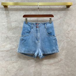 24SS Cotton Women Designer Shorts Jeans met letter Crystal Button High End Milan Runway Brand Cowboy Casual Jersey Blooming Outwear Mini Denim A-Line Hotty Hot Pants