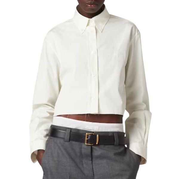 24SS algodón mujer diseñador sudadera blusa popelín tops niñas Milan Runway gama alta marca de lujo diseñador camiseta letra bordada solo pecho Outwear