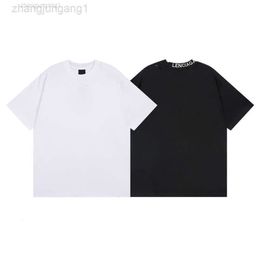 24SS Desginer Balanciaganess t-shirt Baleciaga Paris Ss23 New b Family Couleur unie Col arrière simple Lettre brodée côtelée T-shirt à manches courtes usé