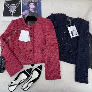 24SS Designer Vêtements Femmes Veste Monet Gouache Doux Tweed Style Court Perle Rose Diamant Boucle Manteau Haute Qualité Femmes