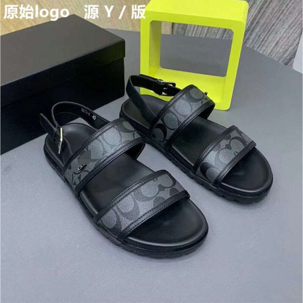 24SS Diseñador Coache Entrenadores zapatos Camboya Camboya Vietnam Nigeria Cereza de cuero genuino Cereza gruesa gruesa anti-Slip Hebilla de alta calidad Sandalias de verano Tendencia de verano