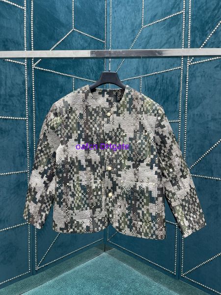 24SS chaqueta de abrigo de diseñador chaqueta para hombre letra jacquard para mujer mezcla de felpa de París tweed patrón jacquard Damoflage cazadora para hombre de alta calidad 888