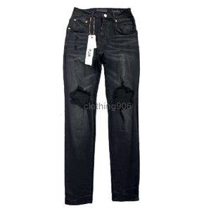 24SS jeans de créateur jeans violets pantalons de créateur coupe slim jeans déchirés rétro pantalons de survêtement d'extérieur décontractés jogger de mode couleur pure mode vintage jeans trou noir