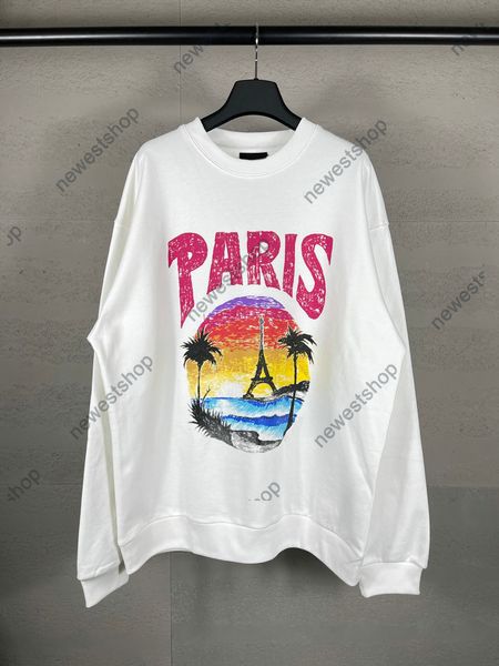 24SS designer hommes sweats à capuche de luxe Sweatshirts PARIS pull à manches longues Terry Hoody OS lâche épaule goutte décontracté imprimé cocotier sweat-shirt