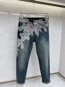 24SS designer jeans pour hommes jeans amples coupe slim jeans violets éclaboussés jeans pour hommes décontractés pantalons de jogging pour hommes hip-hop 1143