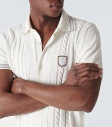 24SS Designer Mens Polos shirts 100% katoenen kleding zomer Brunello Men Shirt kabel-gebreide katoenen polo trui Cuccinelli
