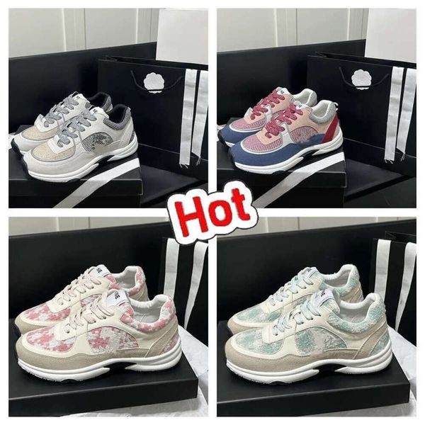 Chaussures de course 24ss Designer Chanelsandals Chanells Brand Channel Sneakers Femme Lacet Lace-Up Casual Chores Classic Trainer SDFSF Tissu