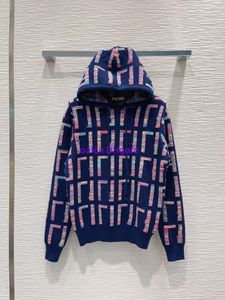 24SS Designer Sweater Dameshoodie Pullover met lange mouwen en capuchon 100% initiële snit wol Over de volledige breedte F Letter bedrukte trui Straatkleding Damestop 866