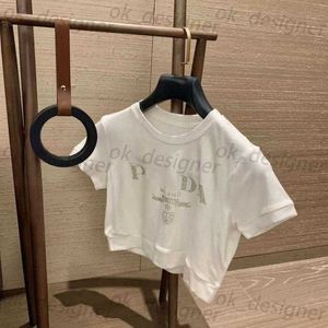 24SS Designer T-shirt Femmes T-shirts Femmes Spring Summer Fashion Fashion Lettres graphiques Tee Round Pullover Cotton Shirt Shirt Sleeve Tops Asian Standard