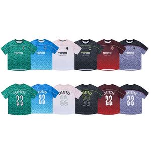 24SS DesignerMens T-shirts Trapstar Mesh Football Jersey Bleu Noir Rouge Hommes Sportswear T-shirt Blazer 4412ess