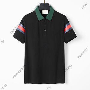 24SS Europe Hommes Polos hommes d'été double lettre imprimé polos Stripe épissage revers patchwork POLO homme designer Casual tops tee