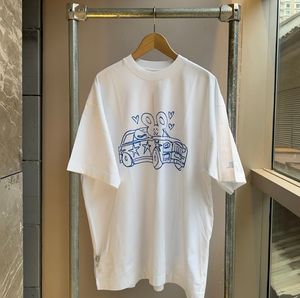 24SS Europe UK Men Love Heart Car Graffiti Print Coton Tee Femme T-shirts Contrus
