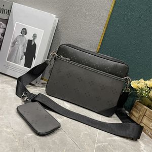 24SS Fashion Designer Bag Men Trio Messenger Bag Hoogwaardige Crossbody Tassen vrouwen klassieke luxe draagtassen portemonnee in reliëf lederen schoudertassen