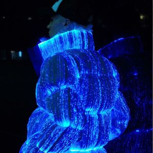 24SS Moda Diseñadores para hombre Entregar monstruos Fibra de palma Refracciones de luz azul Chaqueta óptica Ángeles Hombres Mujeres Iluminación LED Chaquetas fluorescentes Abrigo lleno