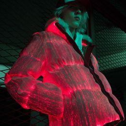 24SS Mode Hommes Designers Femmes Monstres Fibre Red-Wave Réfractions de lumière Optique Down Jacket Angels Hommes LED Éclairage Fluorescent Down Vestes Manteau