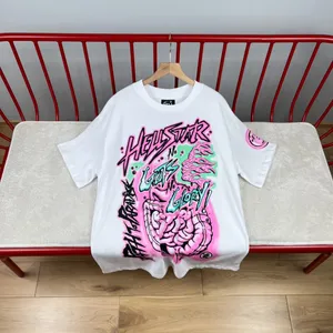 24SS mode Heren T-shirts Dames Tees Luxe Ontwerpers T-shirts Hellstar roze tee Mannen Casual Korte mouw Straat Designer Top