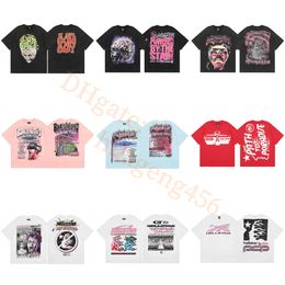 24ss Hellstar Shirt Brands Trendy Brands T-shirt en coton pur de haute qualité et à l'arrière imprimées à manches courtes à manches courtes en gros de l'unisexe