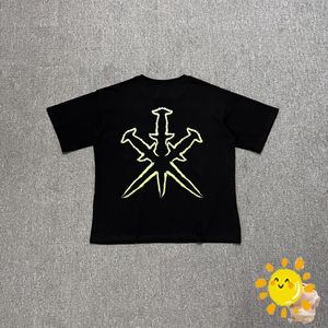 24SS Hoogwaardige print T-shirt Zwart katoen T-shirt voor mannen Dames Tops T-shirt
