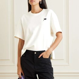 24SS Isabel Marant T-shirts en coton décontractés Imprimer Lâche Petite boucle Tops Femmes Designer T-shirts Tissu épais à manches courtes T-shirts Tops