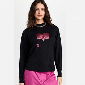 24ss Isabel Marant Dames Designer Pullover T-shirt Nieuwe Mode Letter Hot Gold Tee Los Bamboe Joint Katoen Ronde Hals Veelzijdige Lange Mouwen Trend Polo's T-shirt Tops