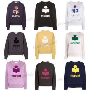 24SS Isabel Marants Mujeres Diseñador Moda Sudaderas con capucha Sudadera de algodón Nueva letra Flocado Impreso Triángulo Escote Mujeres Sueltas Suéter de manga larga Tops